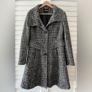 Express Wool Blend Tweed Peacoat Black White Size Large